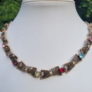 Beautiful multi colored rhinestone choker
